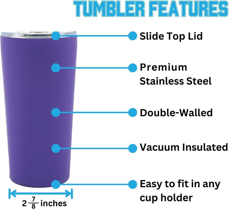 Decorvo Officially Licensed Collegiate Stainless Steel Tumbler - Double Walled Insulated Travel Tumbler with Slide Lid - 18 oz (Washngiton - Purple) - Image 3